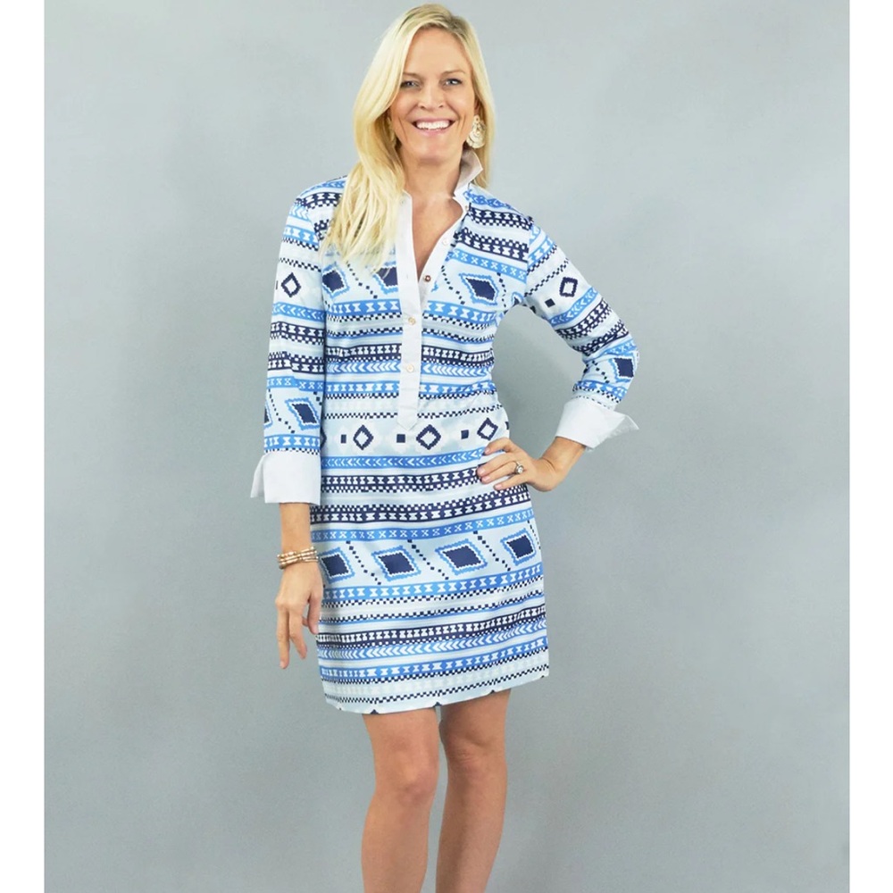 Blue Patterned Women's Dress